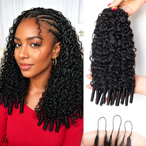 KRN Feather Crochet Human Hair for Black Women 60g 18 Inch 12A Brazilian Virgin Burmese Curly Crochet Hair Knotless Pre-Separated Easy Braiding Lightweight Reusable Miracle Knots Hair Extensions
