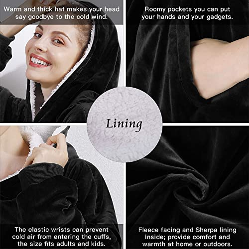 Amyhomie Blanket Sweatshirt,Oversized Sherpa Hooded Sweatshirt Blanket,Fleecehug Hoodie Wearable Blanket With Pocket For Adults & Kids & Teens #TOP1