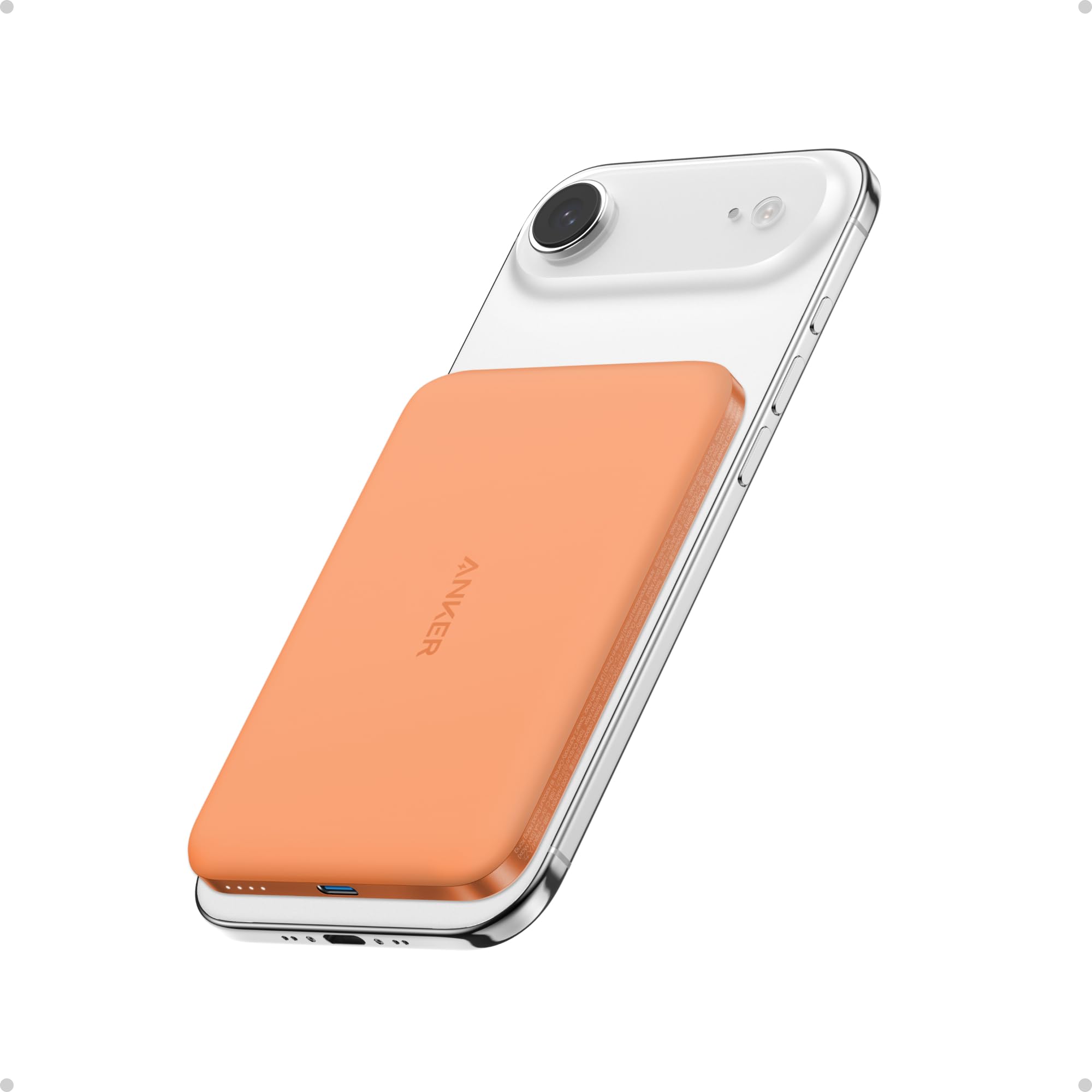 Anker Nano MagSafe Power Bank, Ultra-Slim 5,000mAh Magnetic Wireless Charging Battery, Qi2 Certified 15W Max MagSafe-Compatible Portable Charger, Ergonomic Design, for iPhone Air/17/16 Series Orange