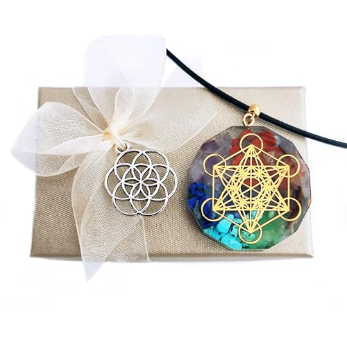 SIMBOLIKS Metatron con minerales, Collar Geometría Sagrada,