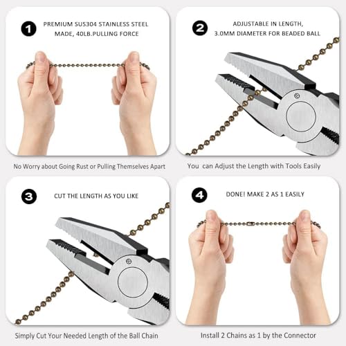 Image of SKYVIEW INTERNATIONAL Ceiling Fan Pull Chain Extension Ornaments Chains with Decorative Light Bulb and Fan Cord 13.6 Inches Fan Pull Chain Set for Ceiling Light Lamp Fan Chain (Pull Chain (Bronze))