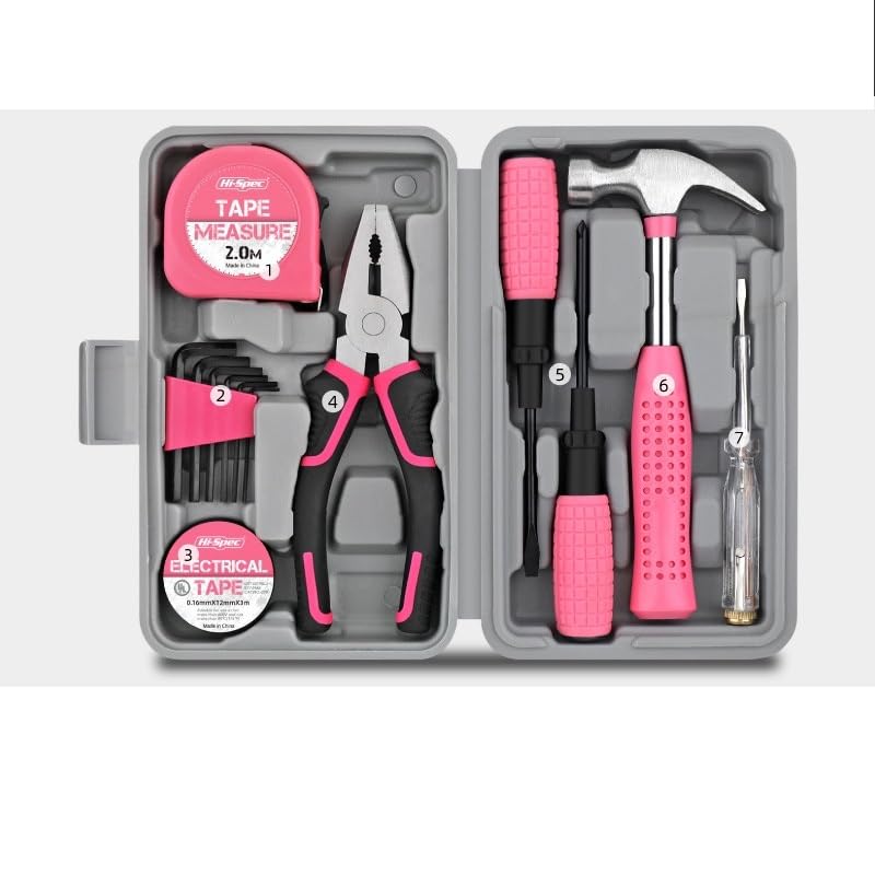 UrbanHomes Kit d'outils de Bricolage pour Femme, Petit Coffret de Démarrage d'outils de Base pour...