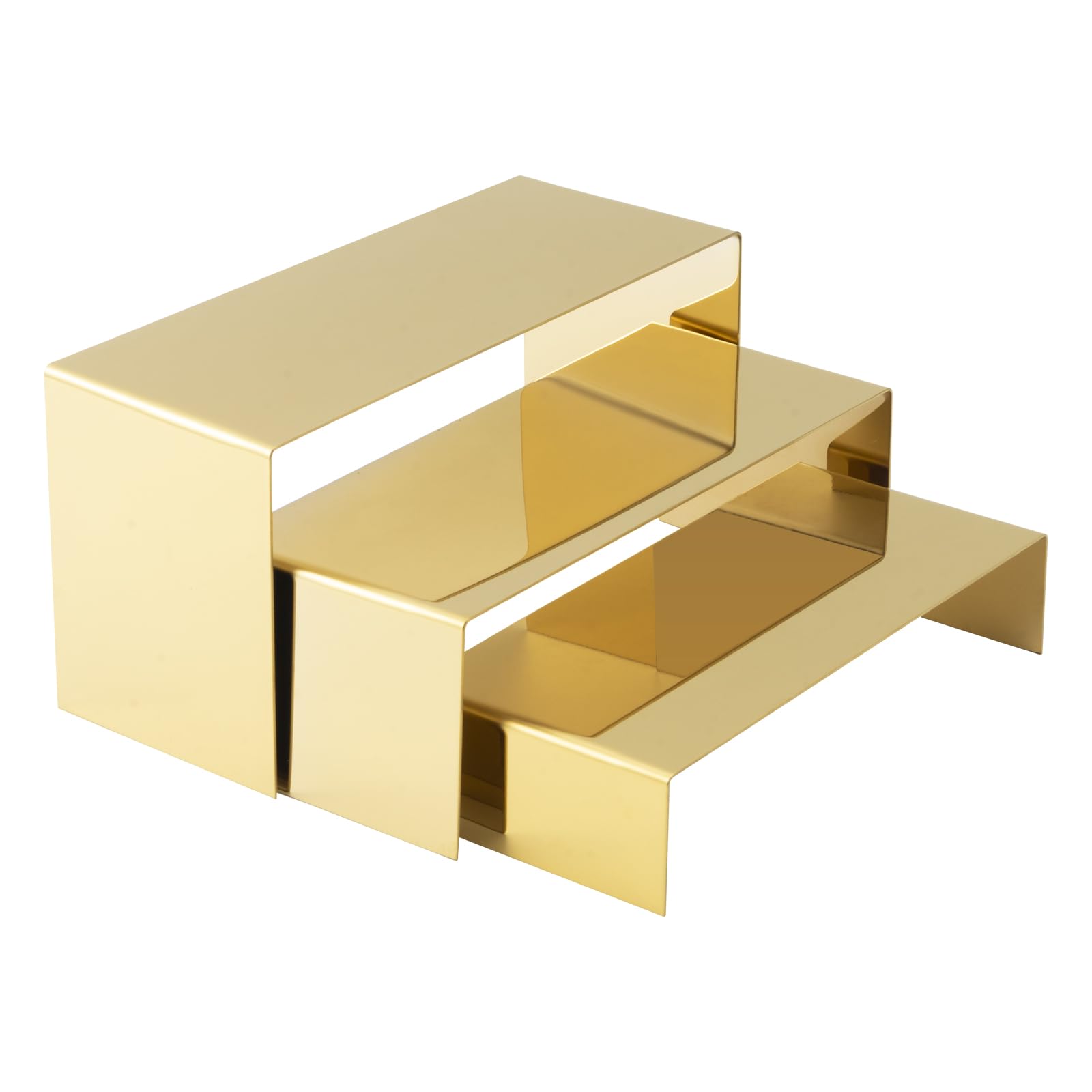 Purse Display Stand Set of 3, Gold Stainless Steel Handbag Holders, Heavy Duty Metal Riser Stands for Wallets, Bags, Shoes, Perfume, Jewelry – Boutique & Retail Countertop Display