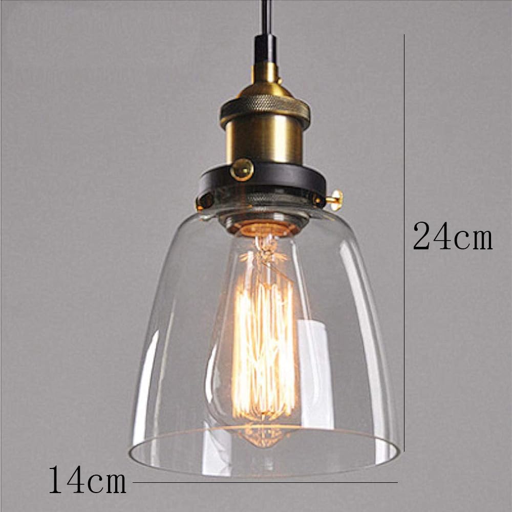 Retro Lampada a sospensione in vetro Lampada da soffitto per cucina con ombrello in vetro Lampadario regolabile Base E27 plafoniera Soffitto paralume per bar ristorante corridoio cucina Soggiorno (D)