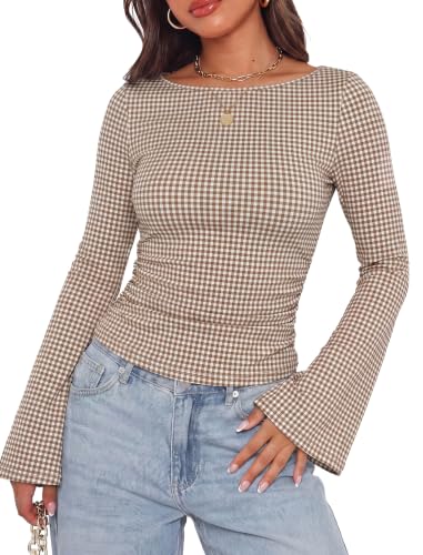 WIHOLL Fall Clothes for Women 2026 Long Sleeve Tops School Outfits Plaid XL — view 3