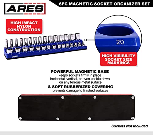 Image of ARES 60058 6-Pc Red /Blue Metric /SAE Magnetic Socket Organizer