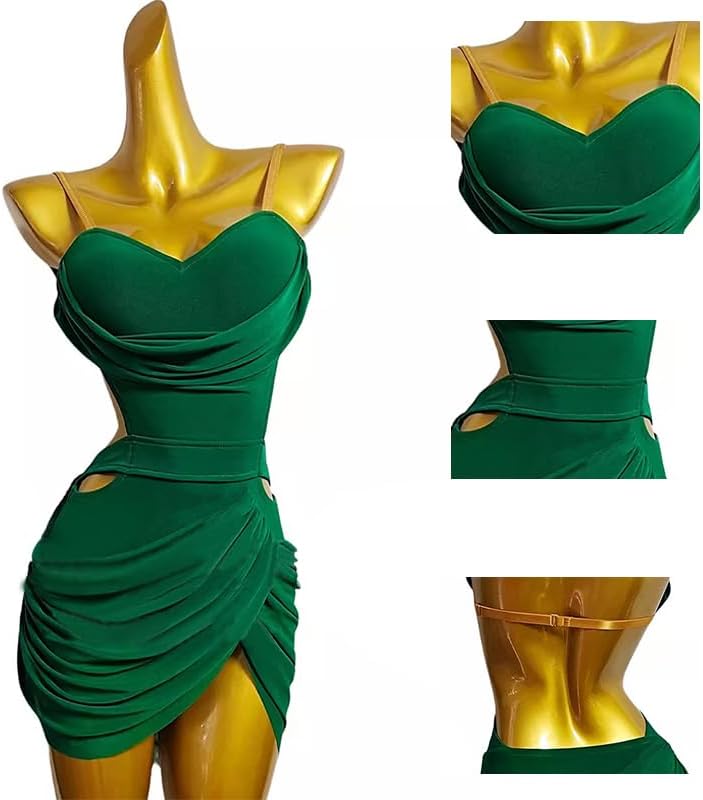 Latin Dance Dresses for Women Solid Color Cha Cha Competition Skirt Suspenders Modern Performance Clothing for Samba