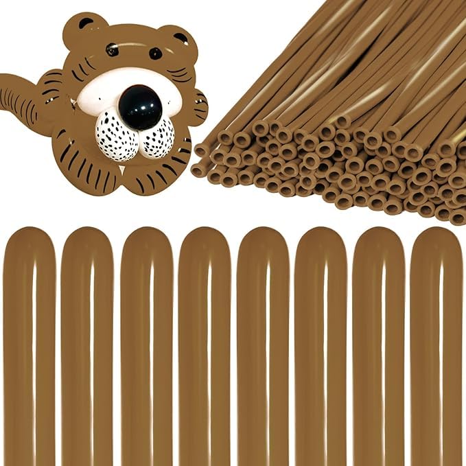 Image of 260 Coffee Brown Long Balloons for Balloon Garland Thickening Skinny Latex Twisting Animals Modeling Christmas Birthday Wedding Party Festival Decorations 100pcs