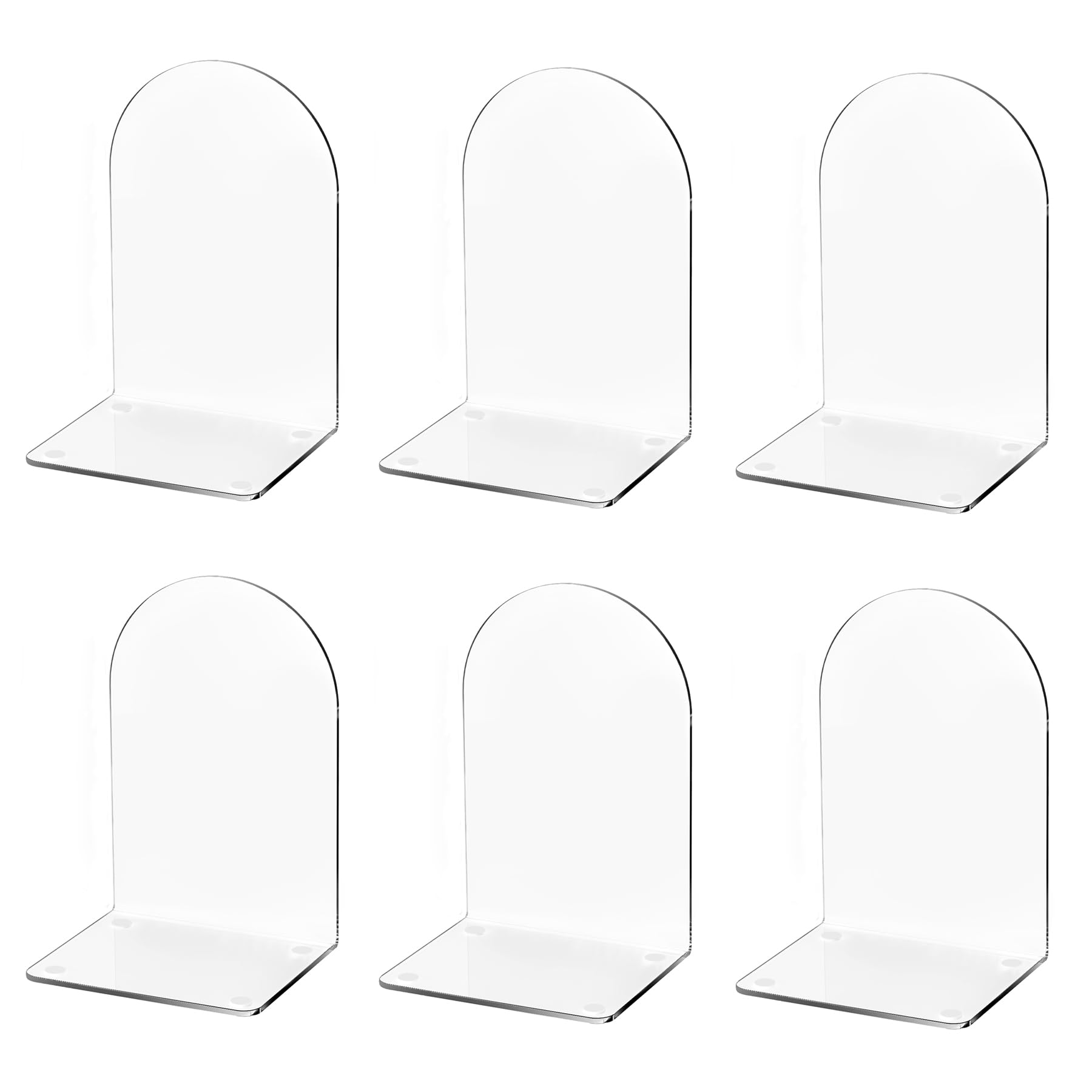 Lulonpon 6 Pieces Book Ends, Bookends, Books End for Shelves, Books End for Heavy Books, Clear Bookends, Acrylic Book Ends for School, Library,Desktop Organizer and Book Shelves