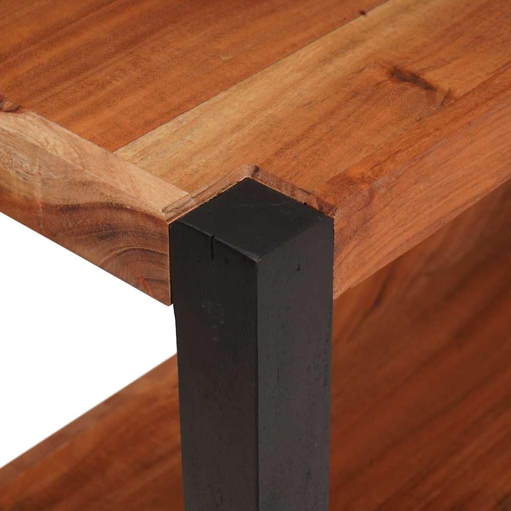 Bücherregal Braun Massivholz Akazie 80 x 30 x 40 cm mit stabilem Brettregal und robusten Eisenbeinen, freistehendes Regal für Bücher, Deko, Office Nutzung, Wohnzimmer oder Wandbereich