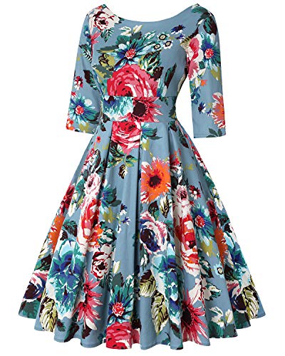 Image of MINTLIMIT Women's 1950s Retro Vintage Cocktail Party 3 /4 Sleeve Swing Dress