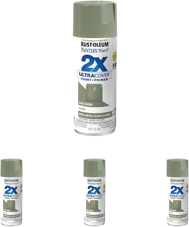 Rust-Oleum Painter's Touch 2X Ultra Cover Spray Paint, 12 oz, Sage Green (Pack of 4)