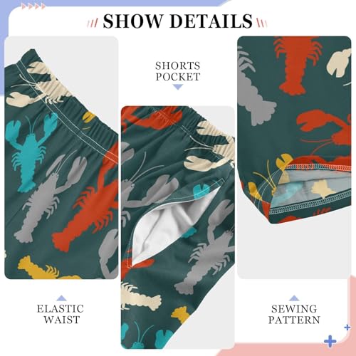 ZZXXB Colorful Lobster Boys Long Pants Soft Trousers Elastic Waist Kids Lounge Bottoms with Pockets S-XL4