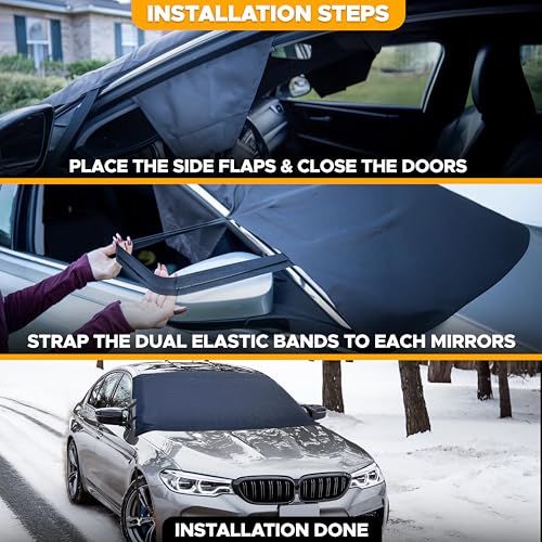 Image of EcoNour Car Windshield Cover for Ice and Snow| Windshield Cover|600D Polyester Car Snow Cover|Water,Heat & Sag-Proof Christmas Decor Car Accessories|Winter Windshield Covers|Medium 69 inchx42 inch