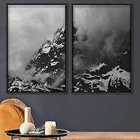 2 Piece Framed Canvas Wall Art Foggy Scenery Canvas Prints Home Artwork Decoration for Living Room,Bedroom - 16