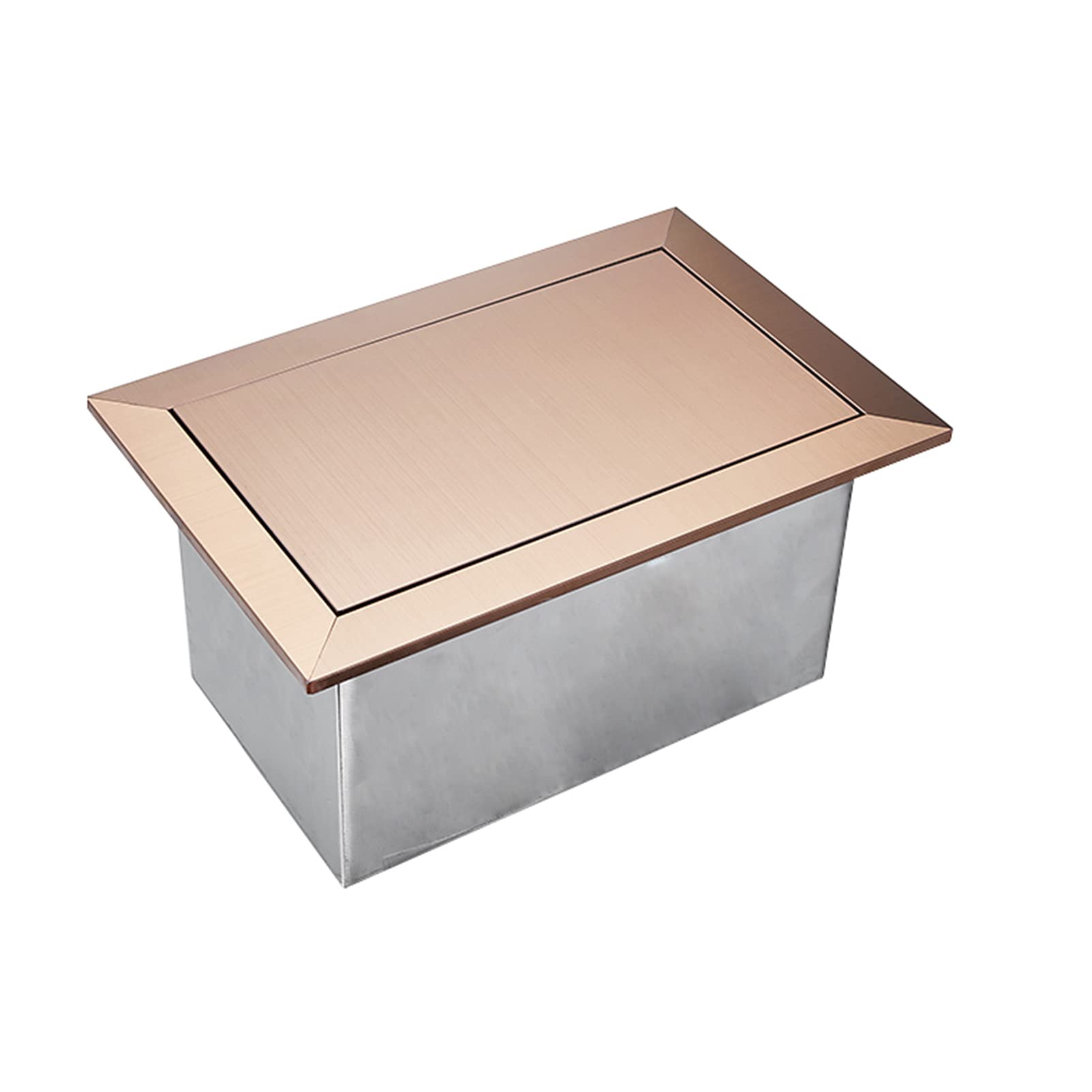 Asdchzen Rose Gold Built-In Stainless Steel Trash Can On The Countertop Of The Square Built-In Trash Chute, Built-In Trash Can In The Kitchen, Built-In Balance Clamshell Trash Can, Household Gar,-With Handle