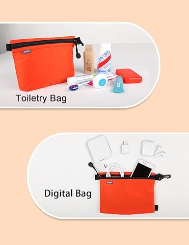 Miniatura 3 de GOX Neceser de viaje Bolsa de transporte con cremallera Kit cosmético Maquillaje Digital Bolsa Resistente al Agua Nylon, Naranja, No