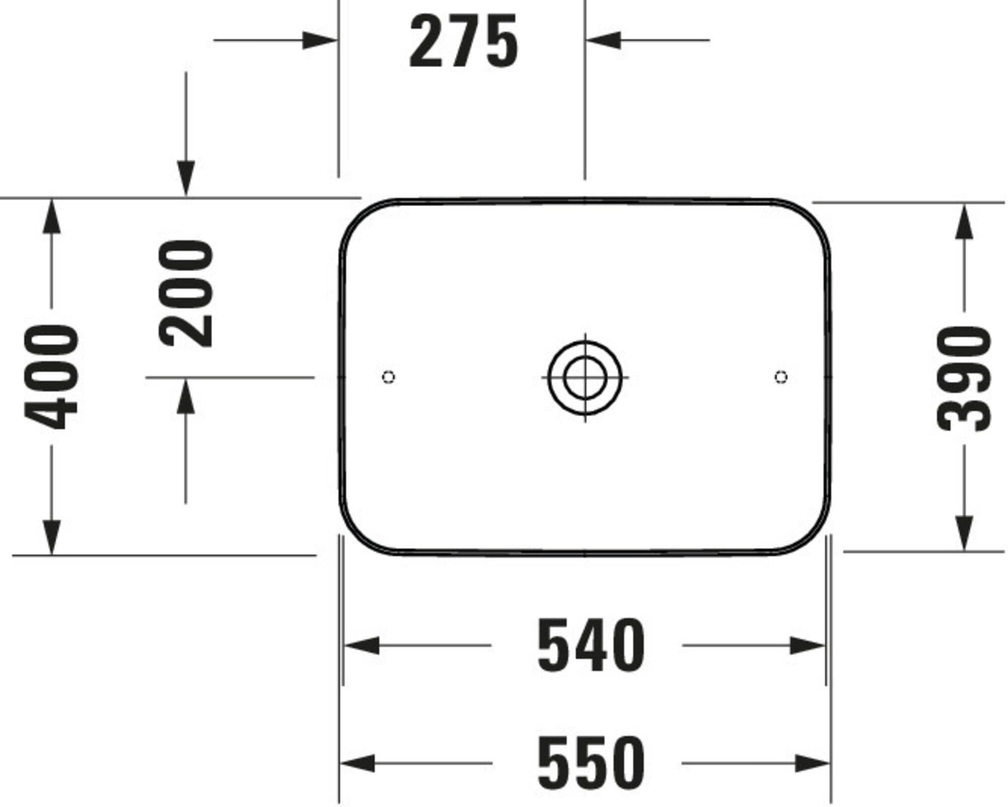 Duravit évier Cape Cod, 550x400 mm, sans Table de robinetterie, sans trop-Plein, Coloris: Couleur intérieure Blanche, Couleur extérieure Blanche - 2347550000