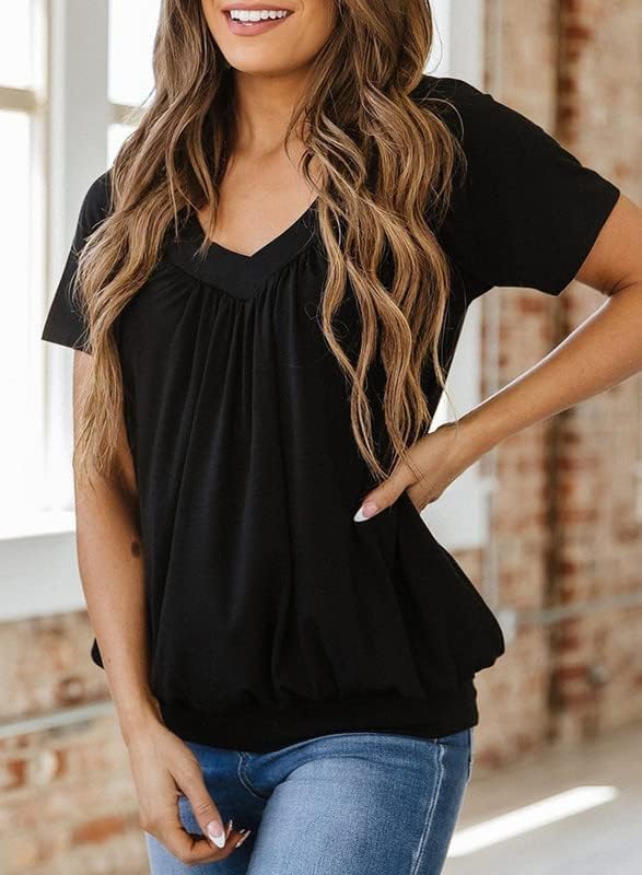 Dokotoo Women's Casual Summer T Shirts Short Sleeve V Neck Tops Tshirts - Image 4