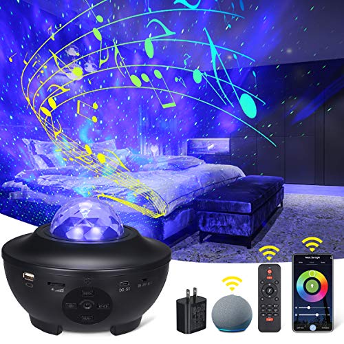 Smart Star Projector Night Light,Tomshine WiFi Galaxy Projector Light Bluetooth Music Speaker Ocean Wave Nebula Cloud Works with Alexa Google Home,Gifts for Baby Kids Bedroom Decor Christmas Party