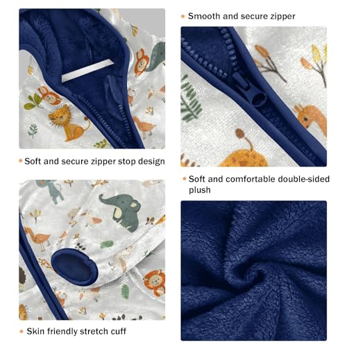 Cute Animals in The Zoo Girls Fleece Jacket Girls Fall Jacket Boys Coats Zip Up Hoodie Children Sherpa Warm Outerwear 2-10T3