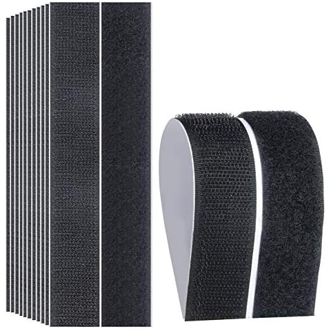 Hook Loop Strips with Adhesive - Melsan Industrial Strength Sticky Back Fasteners Hook and Loop Tape for Mounting, Hanging, or Organizing Items Indoors or Outdoors | Black, 12 Pairs 1x7 Inch Cover