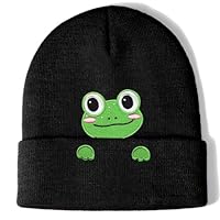 Frog Beanie Hat Gifts for Women Cute Funny Novelty Frogs Costume Animal Cartoon Themed Gift Accessories for Frog Lovers Teens Girls Boys Christmas Stocking Stuffers Decor Black