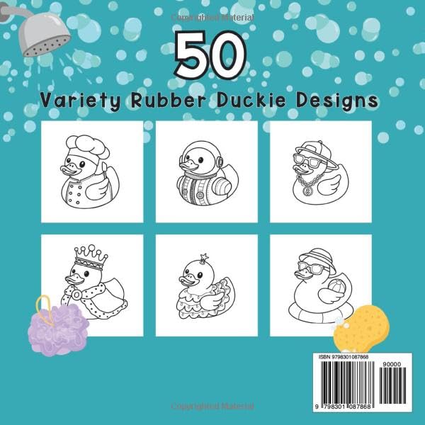 Rubber Duck Coloring Book For Adults, Teens, and Kids: 50 Simple and Easy Variety Rubber Duckie Designs image 3