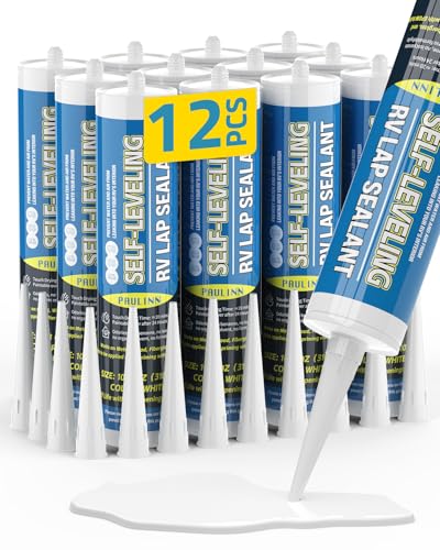 PAULINN RV Roof Sealant 12 Packs, Self Leveling Lap Sealant White, Rubber Roof EPDM