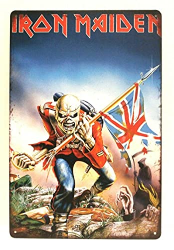 BUDELIAO Póster de Iron Maiden in Concert Tour de hojalata con texto en inglés 'Man Cave'