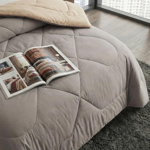Image of Dream Living Microfibre Reversible Comforter | Double (Brown & Beige, 200 GSM)