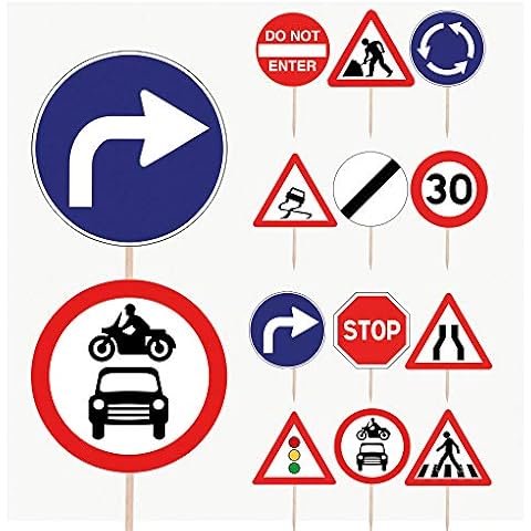 AK Giftshop Road Signs Cupcake Cake & Food Decorations Toppers Picks ( pack of 14) Cover