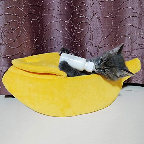 Xiaobaicai Banana Peel Cat House, lindo tapete de cama macio acolchoado para gatos, gatos, gatos, an