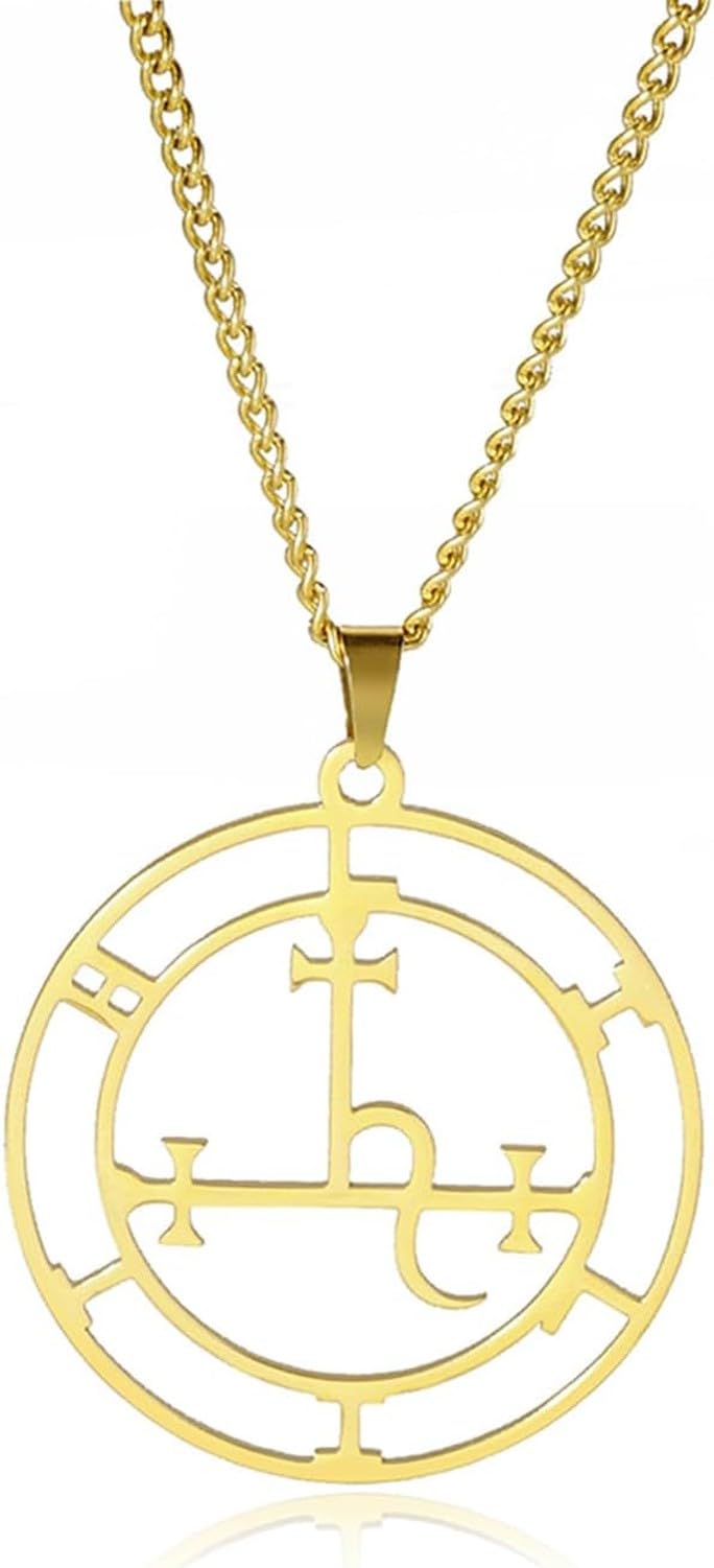 Faozhuo Sigil of Lilith Necklace for Wiccan Witchcraft Amulet Pendant Double Sided Hecate Lucifer Satanic Symbol Jewellery for Women Men Occult Goth Chakra, Lilith Necklace3
