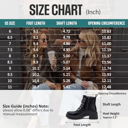 Image of Vepose Women's Lace-Up Combat Ankle Boots with Chunky Platform Heel