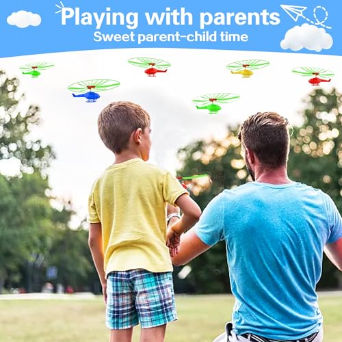 Image of 5PCS Flying Spinner Helicopters Planes 360Rotating Airplanes Helicopter Airplane for Boys Girls Goodie Bag Stuffers Classroom Prizes Bulk Flying Toys Party Favors(Random Color