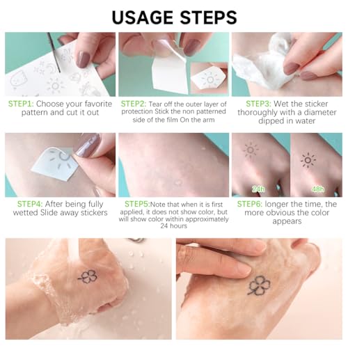 Image of MAYCREATE 5 Sheet Temporary Tattoo 77 Patterns Tattoo Sticker, Sweatproof Realistic Stickers for Kids & Adults, 2-Week Temporary Tattoo Stickers Party Decorative for Hands, Face, Body