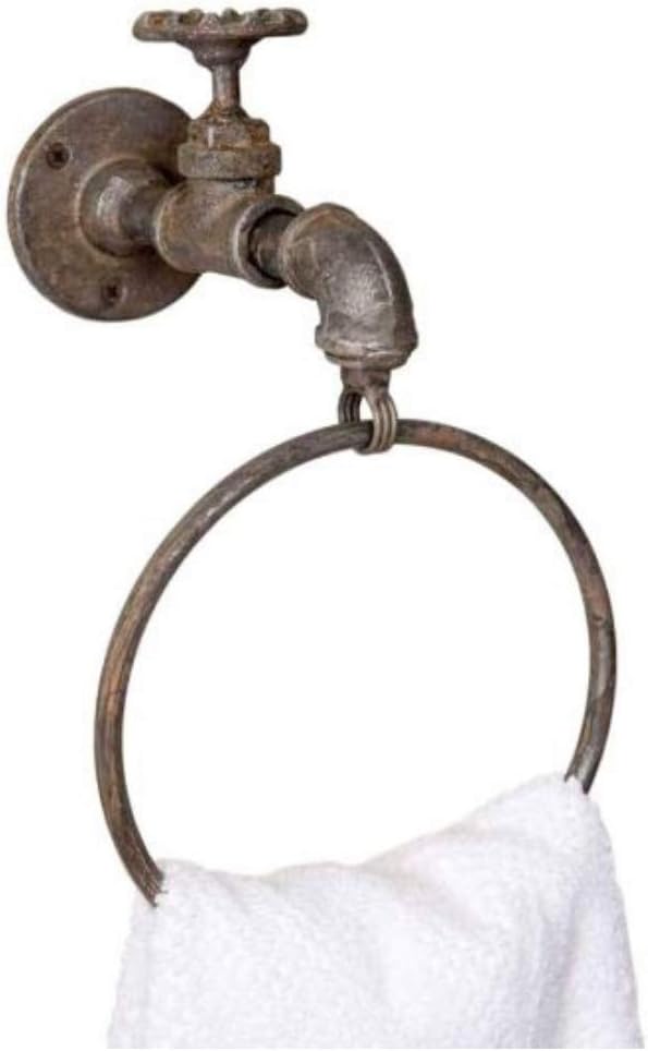Rustic Industrial Water Spigot Wall Mounted Towel Holder Set