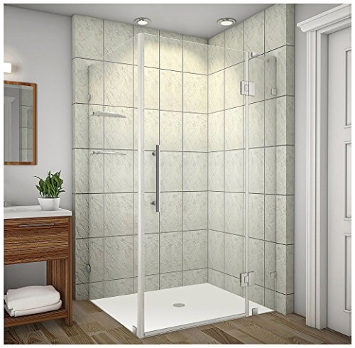 Aston Avalux Gs 39" X 38" X 72" Completely Frameless Hinged Shower Enclosure With Glass Shelves, Polished Chrome #TOP5