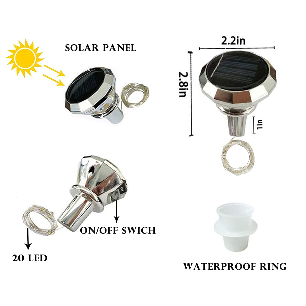 Solar Wine Bottle Lights, 10 Pack Diamond Cork Lights, 20 LED Outdoor Waterproof Fairy String Lights for Garden Wedding Patio?Cool White?