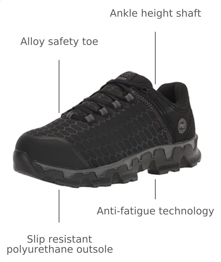 Image of Timberland PRO Mens Powertrain Sport Alloy Safety Toe Static Dissipative Industrial Athletic Work Shoe