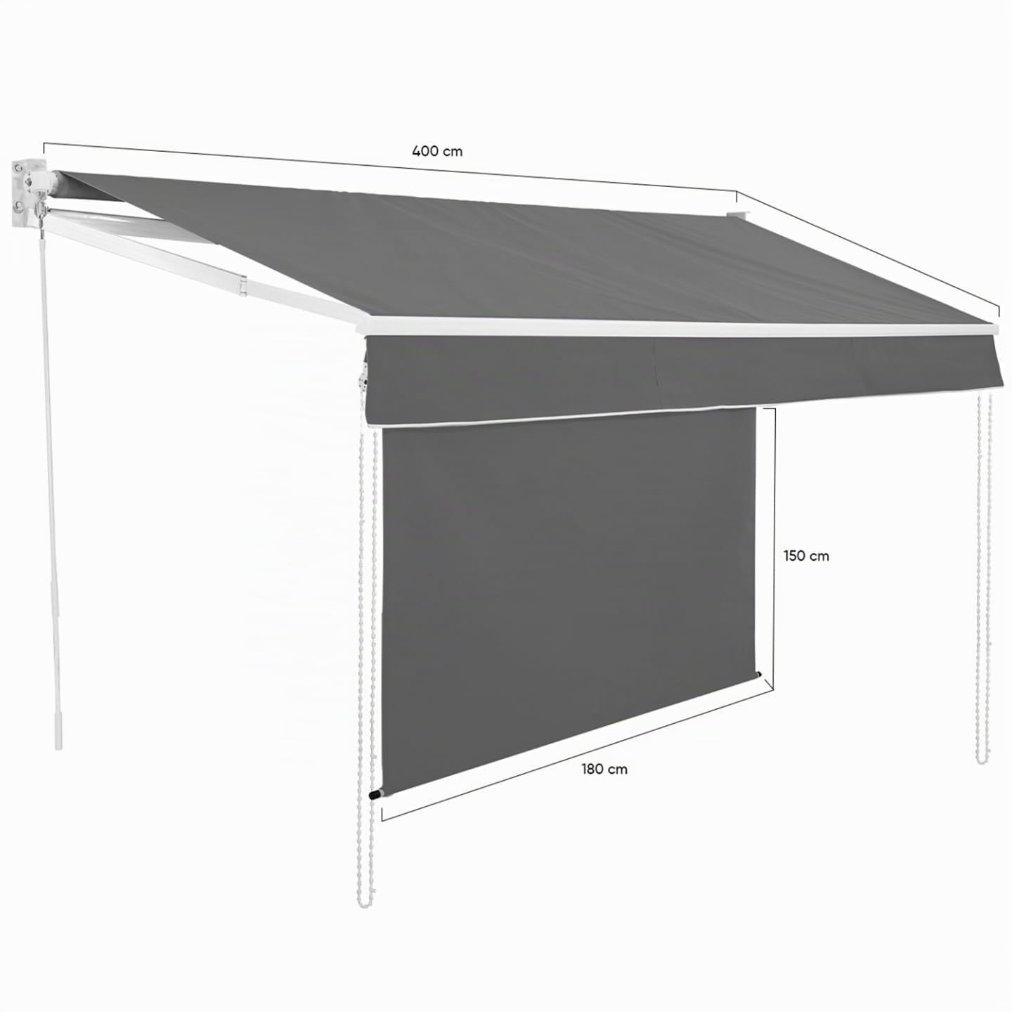 IDMarket - Toldo manual 4x3 M Gris Antracita con lambrequín H.1,50 M