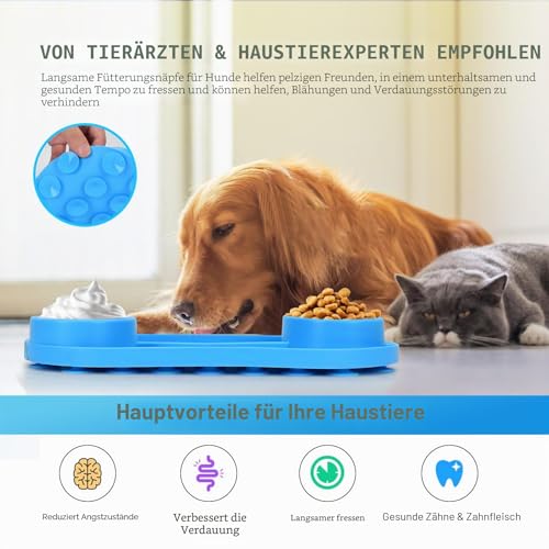 Lesipee Leckmatte für Hunde, 4 in 1 Slow Feeder Hundenapf mit rutschfestem Design, spülmaschinenfest, Angstlinderung Hundespielzeug Futtermatte für Butter Joghurt Erdnuss, Katzenfuttermatte zum Baden