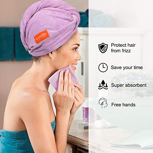 image for Lovife Microfiber Hair Towel Wrap 3 Pack Quick Drying Towels Hair Dryi
