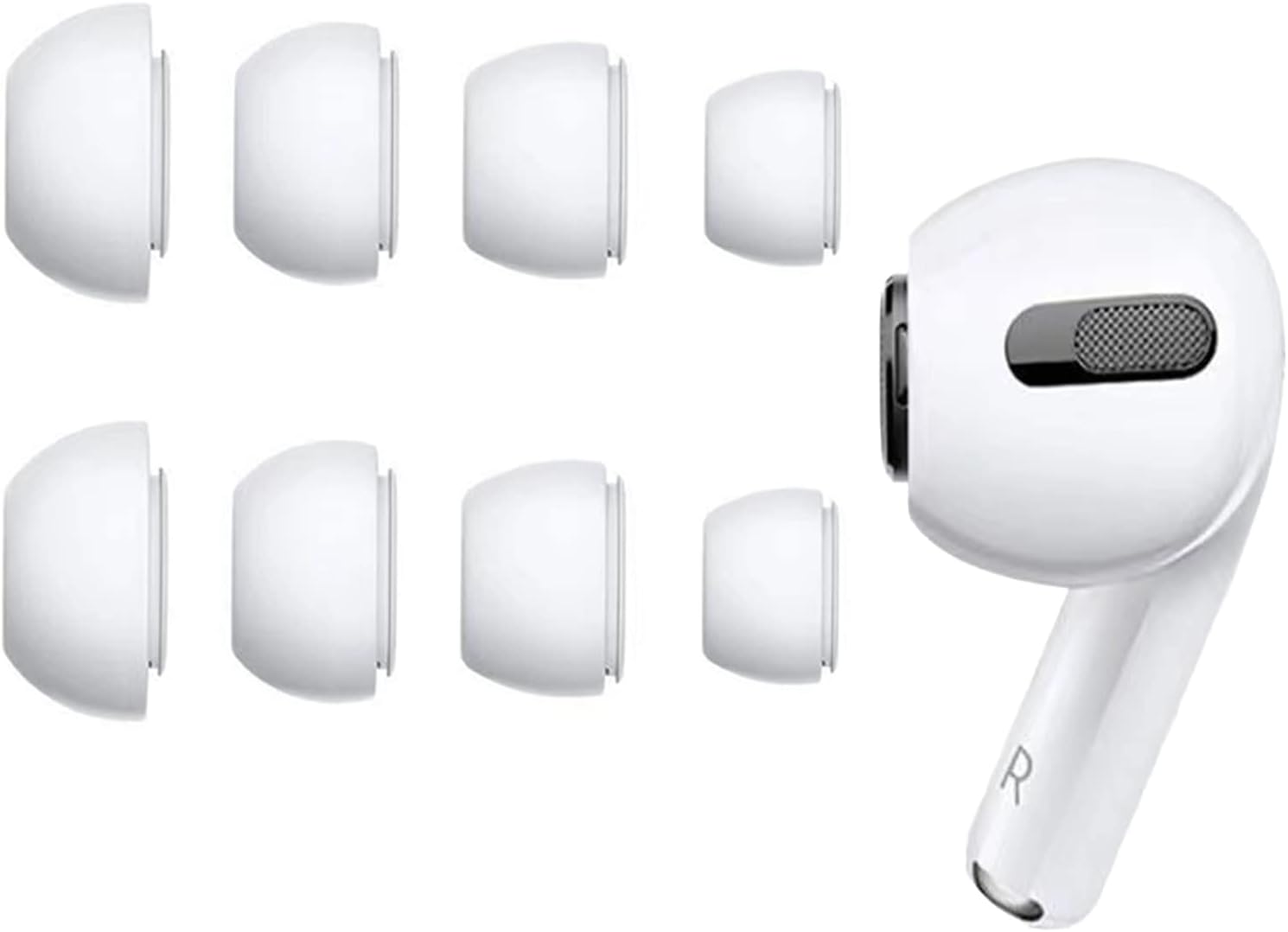 Acediar Replacement Ear Tips Compatible with AirPods Pro1/2 [4 Pairs], Silicon Earbuds Tips with Noise Reduction Hole, Fit in The Charging Case (Sizes XS/S/M/L, White)