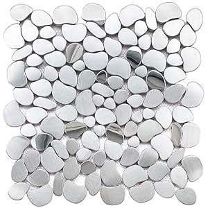 Primoon Metall-Kieselstein-Mosaikfliesen, 5 Bögen