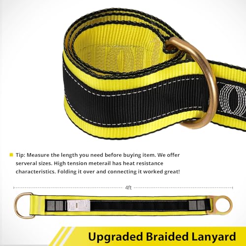 Image of TRSMIMA Safety Strap Fall Protection - 3ft 4ft 6ft Cross Arm Strap Anchor Strap Anchorage Lanyard D Ring for Safety Harness