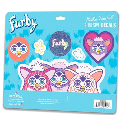 Image of Hasbro Furby Trio Adhesive Vinyl Decals - Fun Set of Furby Stickers for Car, Laptop or Water Bottle, 1 Pack (6 Count)