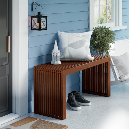 Image of APRTAT Bamboo Dining Bench 35-Inch Indoor Wood Shoe Rack Bench for Entryway | Easy Assemble, Sturdy & Durable,Slatted Design,Versatile Everyday Seating,Living Room Hallway Bedroom Bathroom