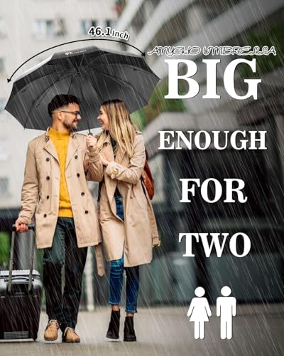 Image of ANYCHO Reverse Umbrella 3 Fold Durable 10 Bones Design, Compact Umbrella for Men & Women, Windproof Umbrellas for Rain, Perfect for Travel and Everyday Use
